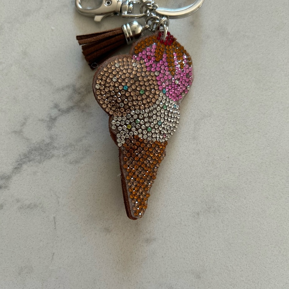 Whimsical Brown and Pink Ice Cream Key Holder